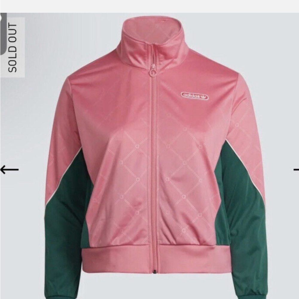 Adidas Women's Pink and Green Track Jacket